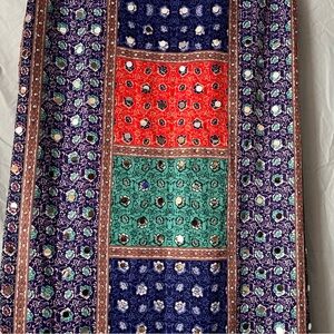 Silk Shawl Wrap Scarf Dupatta with Mirror Sequin detail Floral Filigree pattern